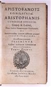 ARISTOPHANES. Comoediae undecim.  2 vols.  1624.  2 leaves supplied in pen-and-ink facsimile.